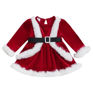 Sleeve Velvet Romper Dress for Baby