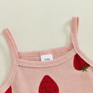 Adorable Infant Girl Watermelon Print Jumpsuit with Ruffle Straps