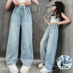 Girls Jeans Lightweight And Breathable Style.