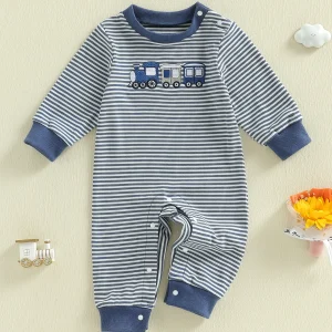 Toddler Boys Fall Striped Playsuit.
