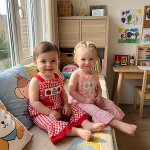 Toddler Baby Girls Plaid Jumpsuit.