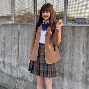 Long Sleeve JK Brown Suit Jacket Uniform Blazer.