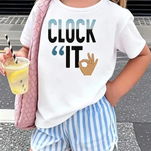 Tween Girl One-Piece Printed Pullover Short-Sleeve.