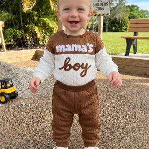Boys Long Sleeve Fall Embroidery-Romper.