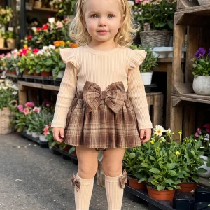 Plaid Girl Romper, Headband and Socks set.
