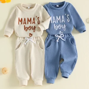 Baby Boy-Fall-Outfit Embroidery Romper Pants.
