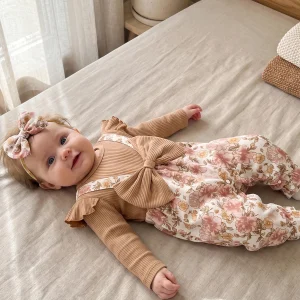 Baby Girl Floral Fall Romper Bodysuits.