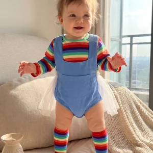Girl Fall Outfits Long Sleeve Rainbow Skort.