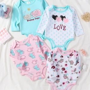 4-pc Baby Girl Long Sleeve Bodysuits.