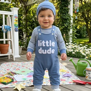 Boys Sleeve Striped Romper.